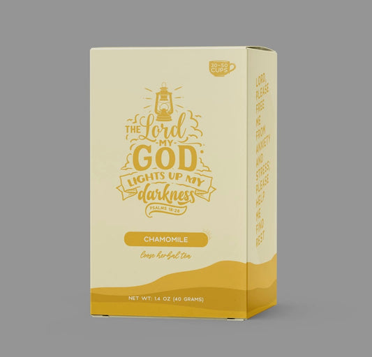 BIBLE VERSE TEA "THE LORD LIGHTS UP MY DARKNESS" CHAMOMILE